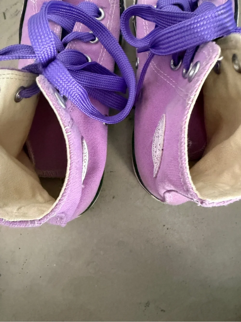 Converse Lavender Canvas High-Tops with Purple Laces